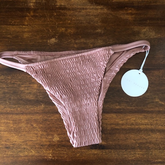 NWT TORI PRAVER SMOCKED BOTTOMS CHAMPAGE COLOR BIKINI SWIM BOTTOMS - Picture 8 of 8